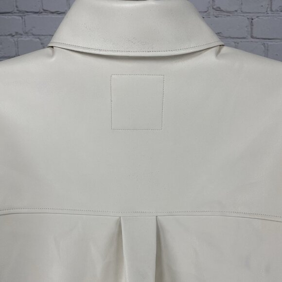 Abercrombie & Fitch Ivory Faux Leather Oversized Shacket Jacket Size Small S - Picture 11 of 15